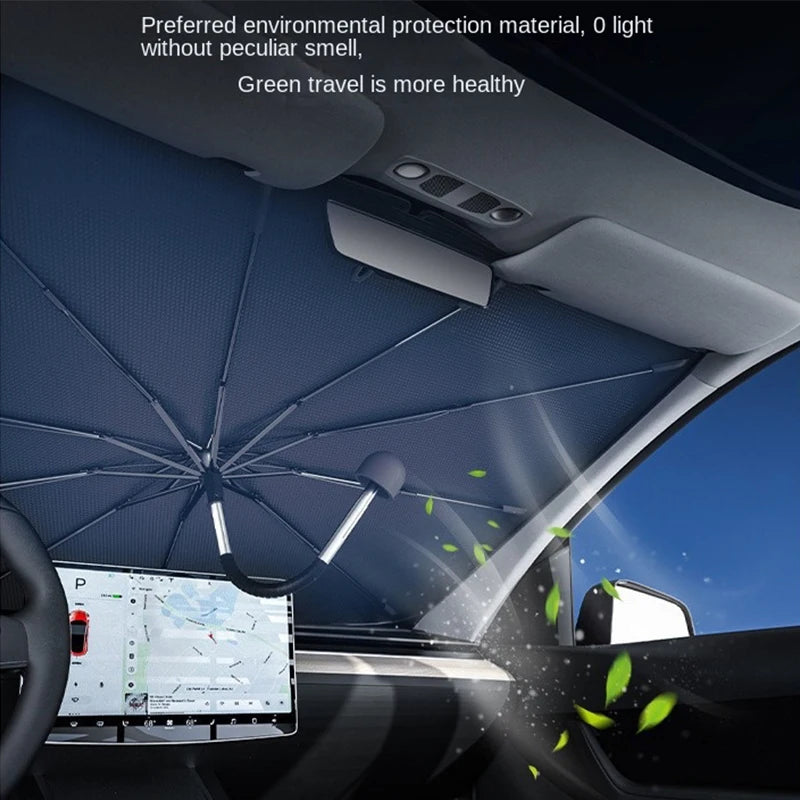 For Tesla Model 3 Y highland 2024 Car Sunshade Umbrella Foldable Front Sunscreen Heat Insulation Front Parasol Car Accessorie