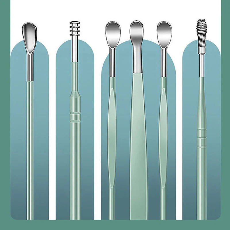 6PCS Ear Cleanser Spoon Health Care Earpick Ear Cleaner Wax Removal Tool Earpick Sticks Earwax Remover Curette Ear Pick Cleaning