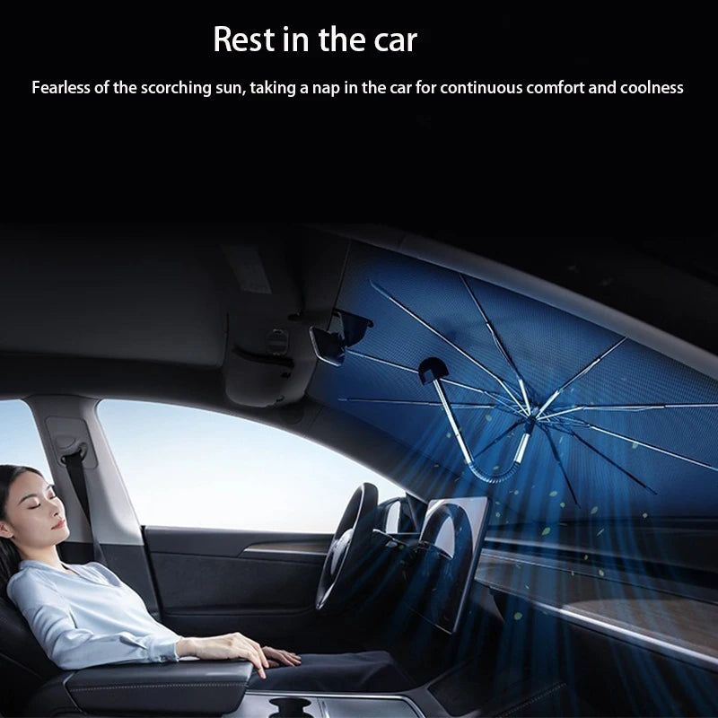 For Tesla Model 3 Y highland 2024 Car Sunshade Umbrella Foldable Front Sunscreen Heat Insulation Front Parasol Car Accessorie